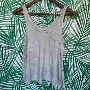 Old Navy Light Gray Tank Top with Embellished Neckline